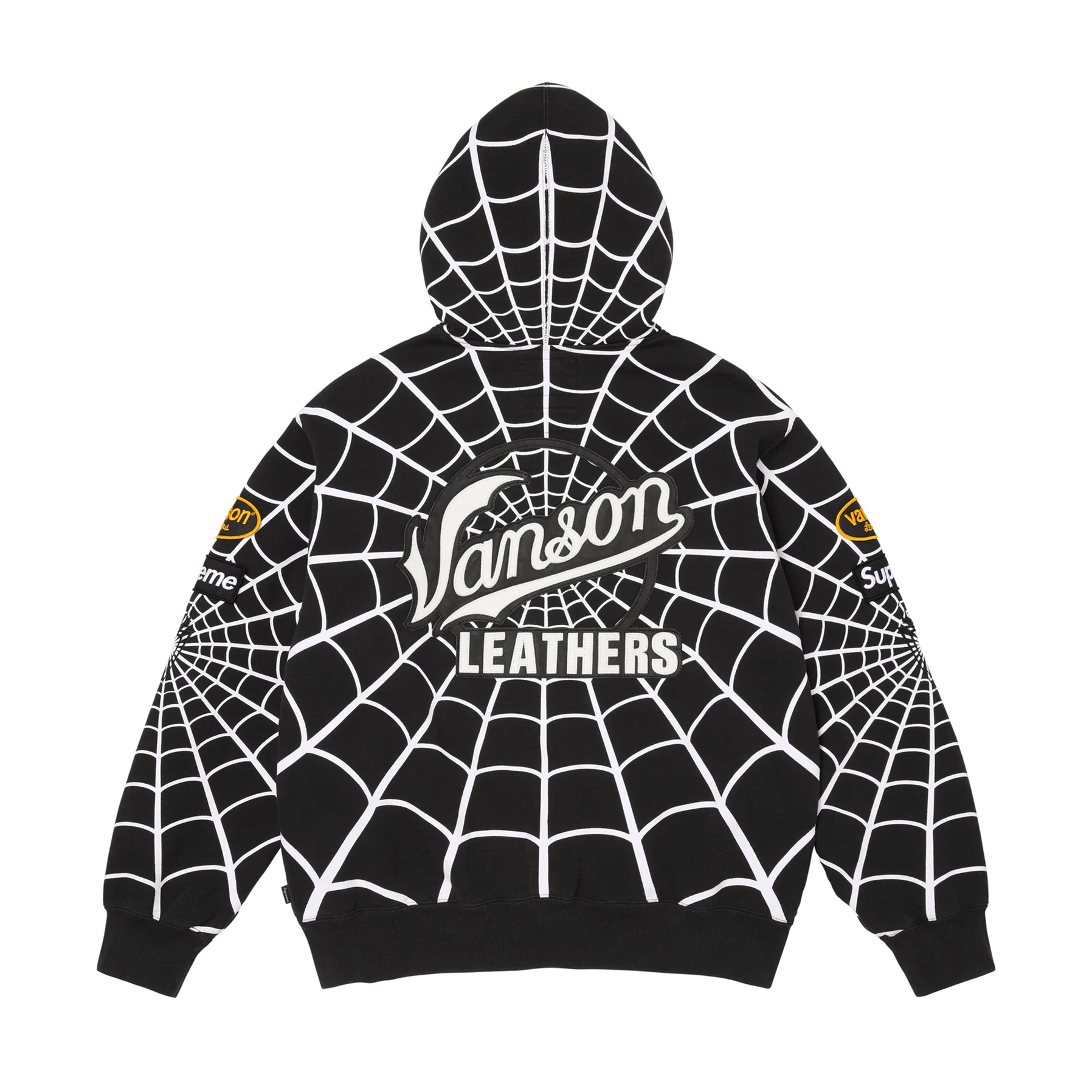 Supreme Vanson Leathers Spider-Man Zip Up Hooded Sweatshirt Black