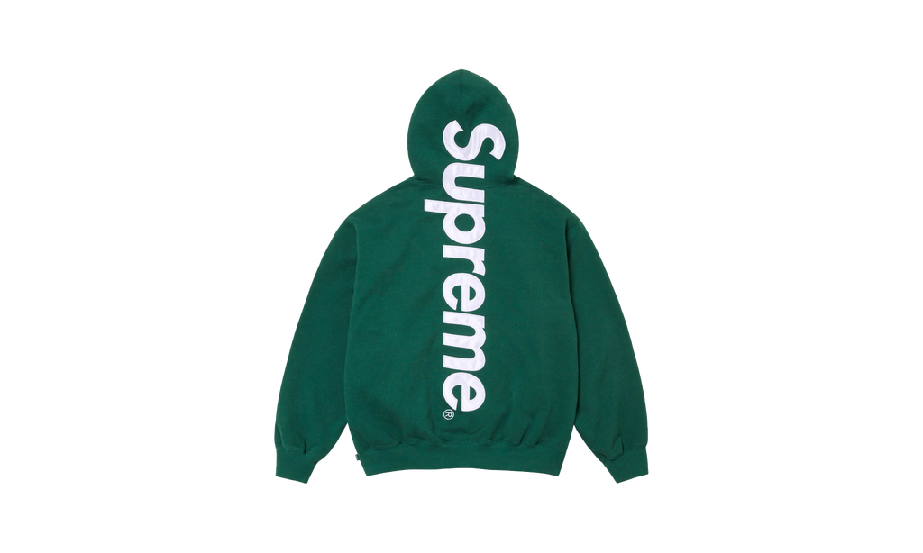 SATIN APPLIQUÉ HOODED SWEATSHIRT "FW24 - Green" SU530
