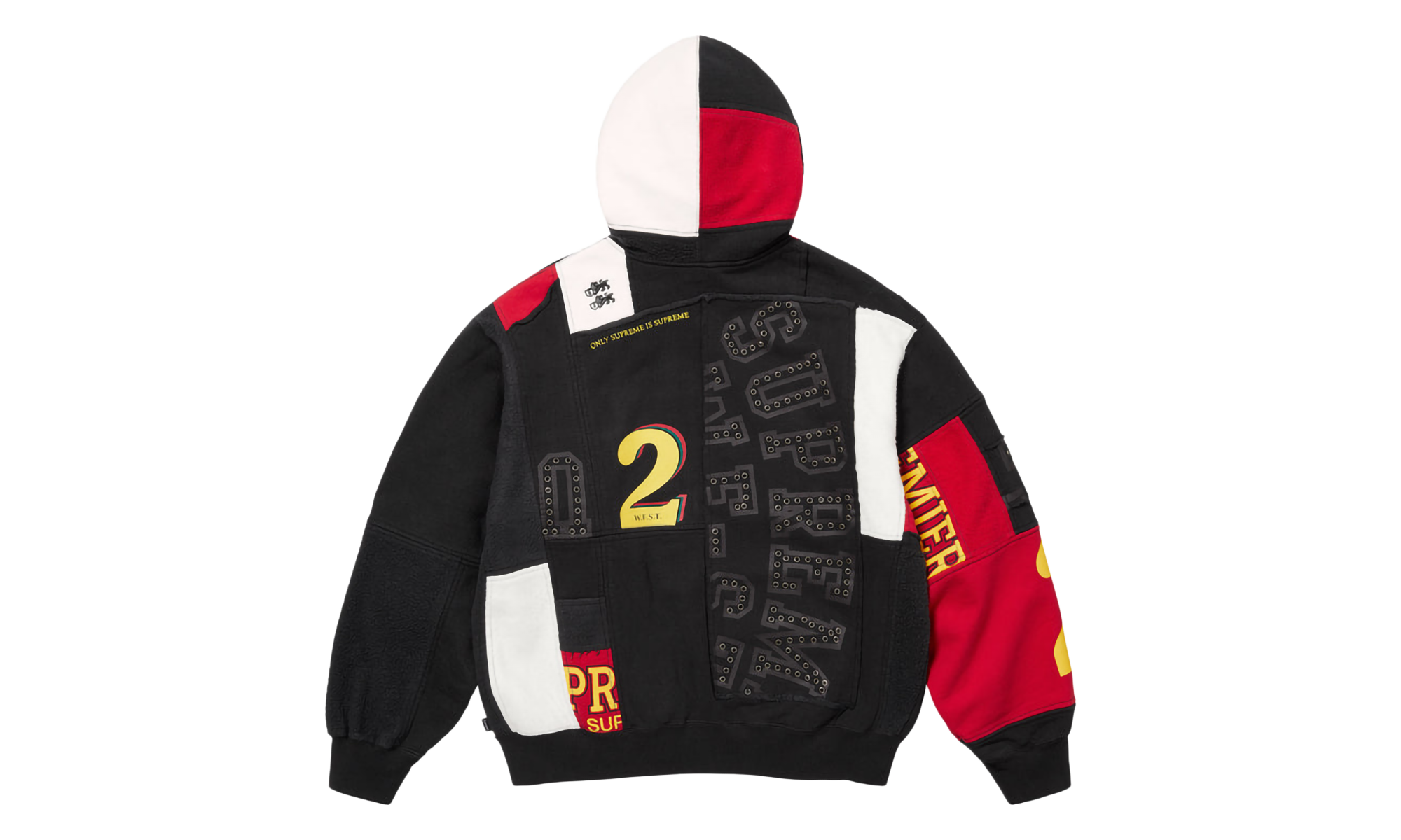Patchwork Zip Up Hooded Sweatshirt "SS25 - Black" SU25499
