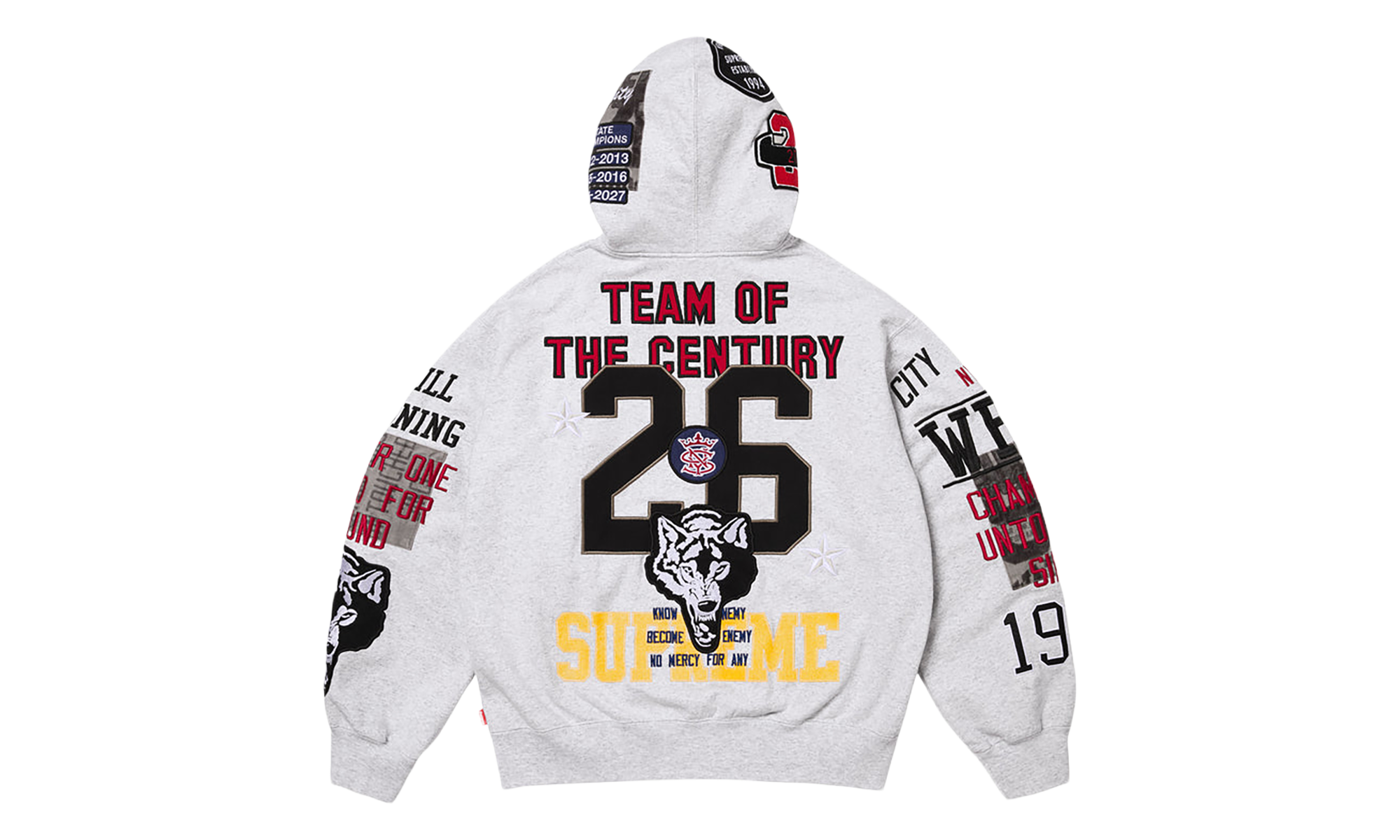 Warriors Appliqué Zip Up Hooded Sweatshirt "SS26 - Ash Grey" SU27598