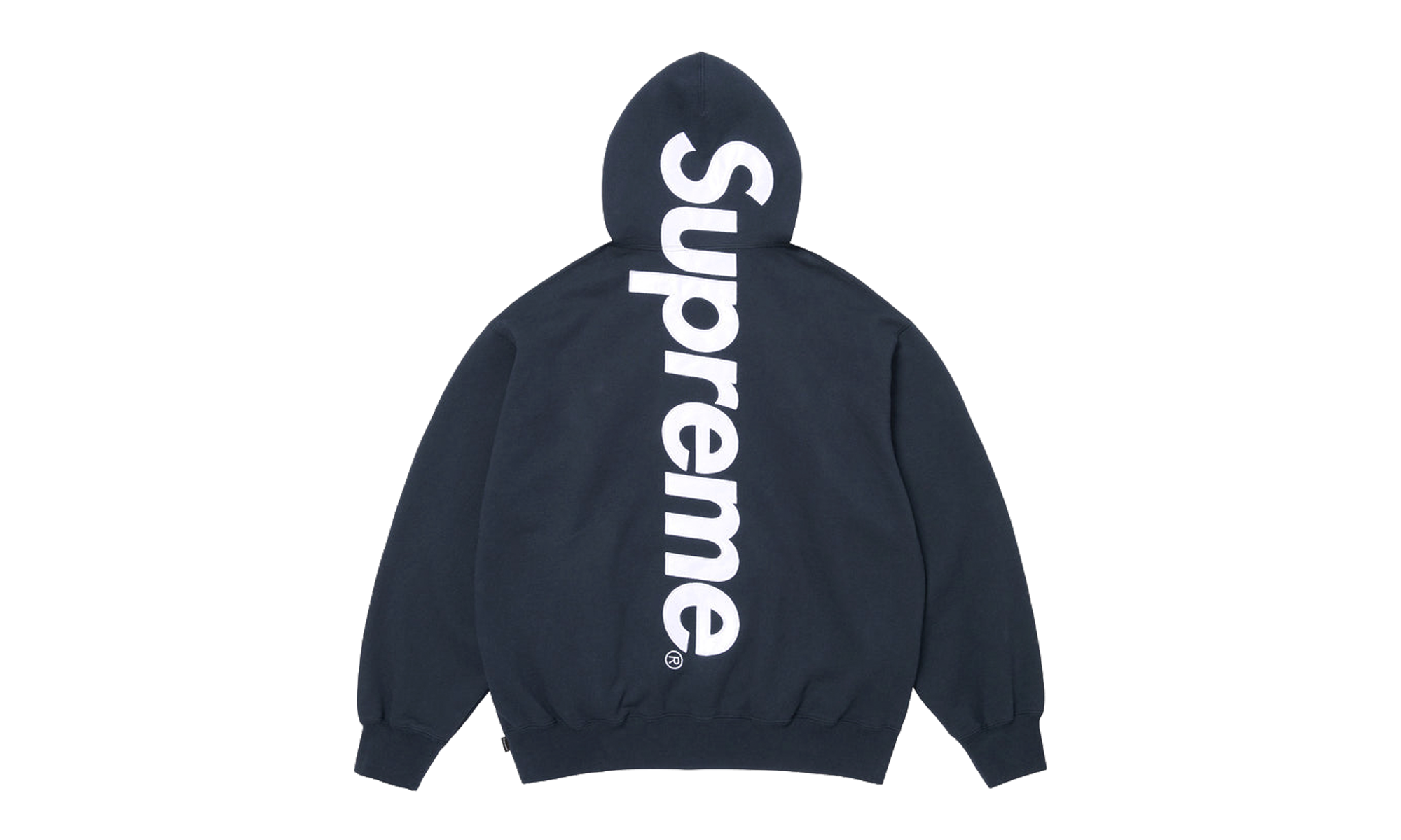 Satin Appliqué Hooded Sweatshirt "SS26 - Navy" SU27500