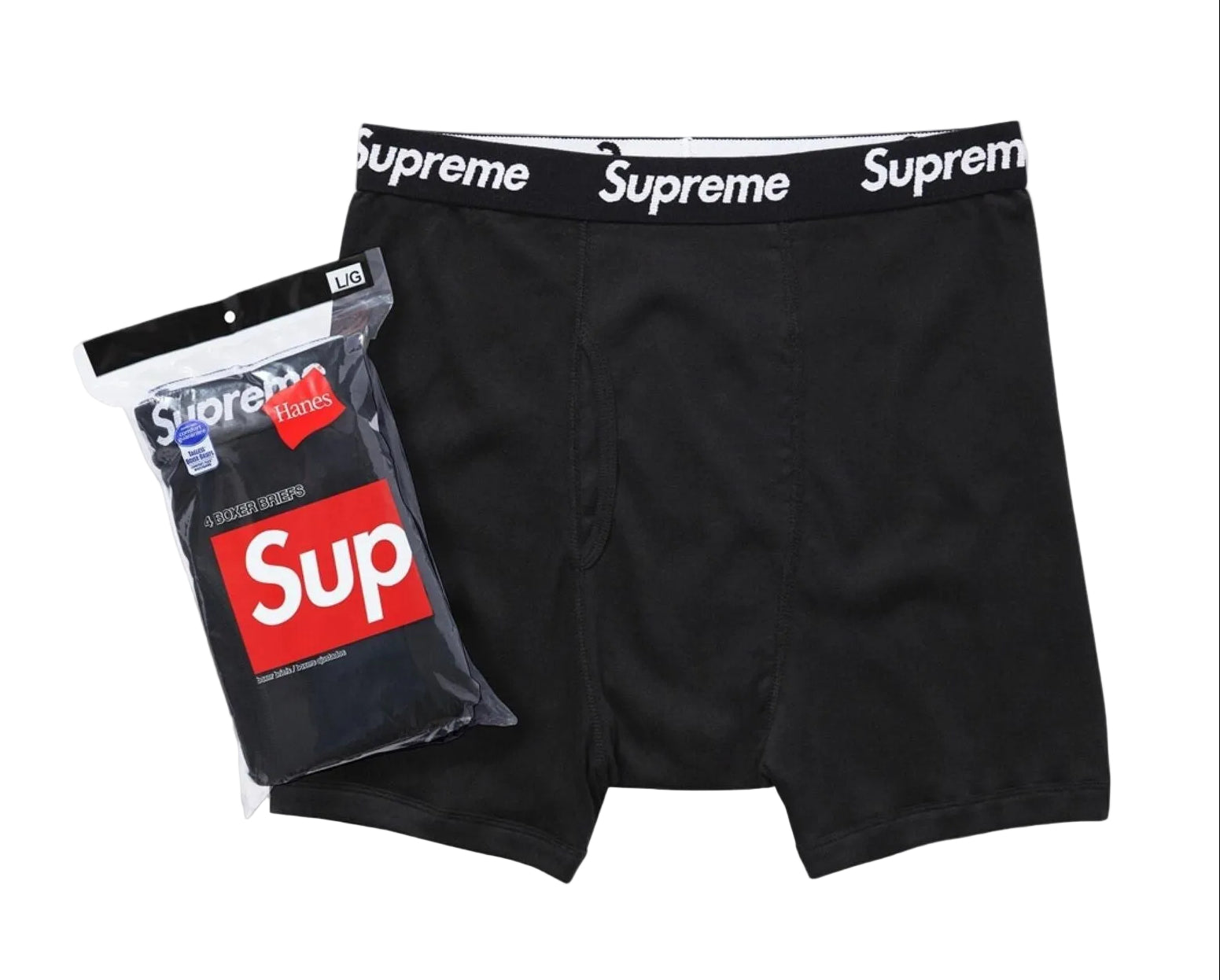 Supreme X Hanes Boxers Black 4 Pack