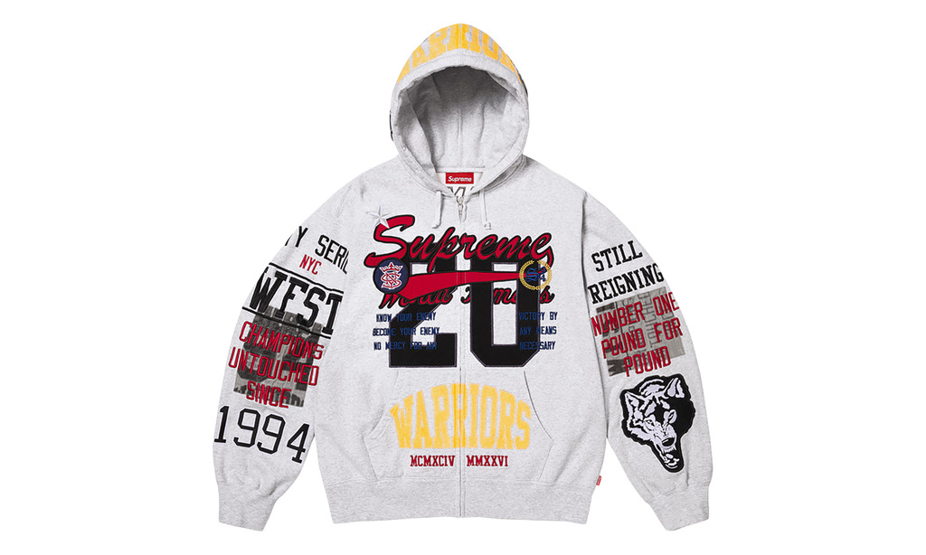 Warriors Appliqué Zip Up Hooded Sweatshirt "SS26 - Ash Grey" SU27598